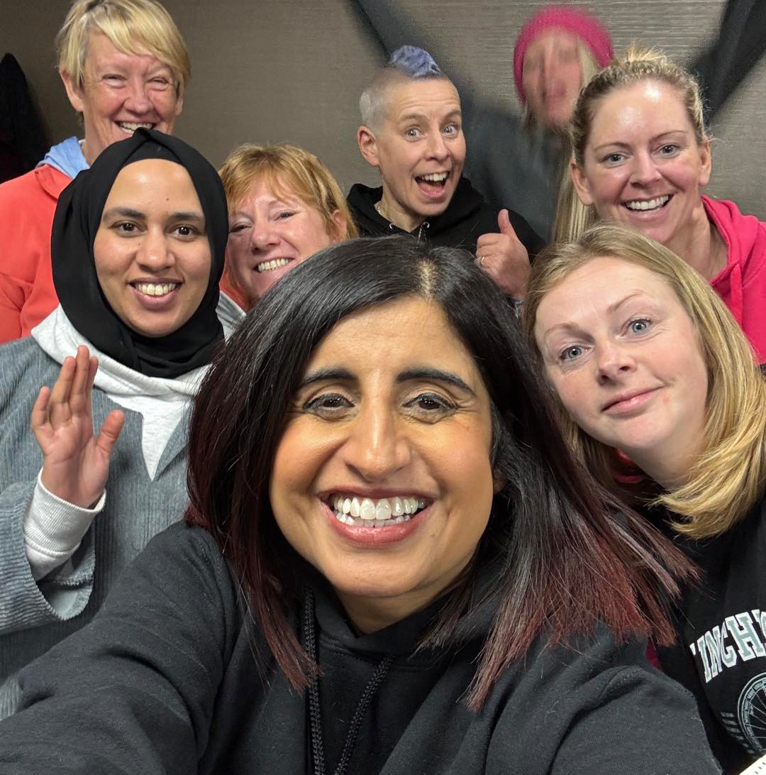 Women practicing self-defence